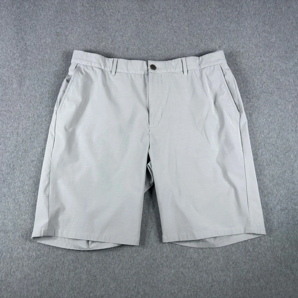 Johnnie O Mulligan Shorts Men 35 Gray Performance Stretch Preppy Golf 9